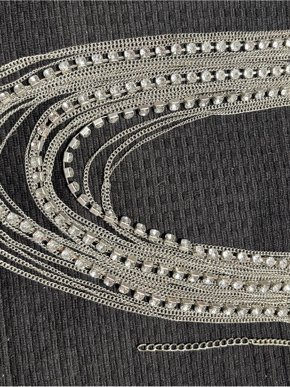 Silver Multi-Layer Crystal Chain Necklace - Women Jewelry